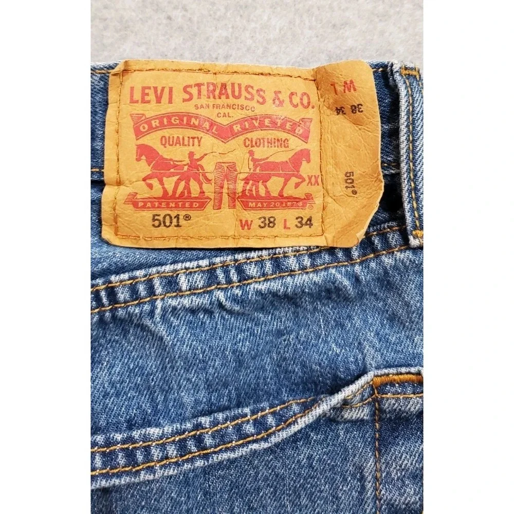 Levis 501 Straight Leg Button Fly Mens Jeans -‎ 38x34 , Blue, 100% Cotton